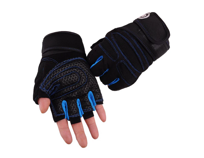 1 Pair Fitness Gloves Breathable Antiskid Wear Resistant Weight Lifting Sports Equipment Dumbbell Extended Wrist Gloves for Men Women Dark Blue