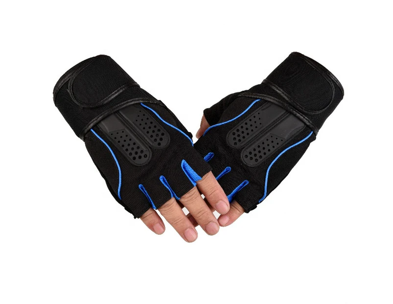 1 Pair Fitness Gloves Anti-Slip Strength Training Half Finger Outdoor Weightlifting Sports Training Gloves for Men and Women Blue