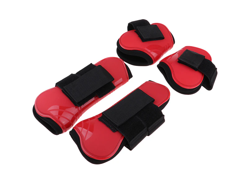 2 Pairs Horse Tendon Fetlock Boots Equestrian Jumping Legs Protection Gears Red
