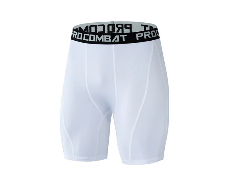 Men's Compression Shorts Lightweight Quick Dry Polyester Moisture Wicking Gym Active Shorts for Hiking White