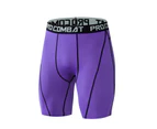 Men's Compression Shorts Lightweight Quick Dry Polyester Moisture Wicking Gym Active Shorts for Hiking Purple