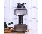 2500ml Dumbbell Cup Thickened Non-slip PP Large Capacity Water Bottle Fitness Kettle for Gym Black