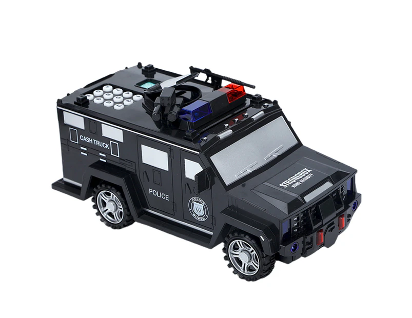 Piggy Bank Car Financial Management Stylish Plastic Hummer Police Car Money Bank for Boy-Black