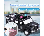 Piggy Bank Car Financial Management Stylish Plastic Hummer Police Car Money Bank for Boy-Black