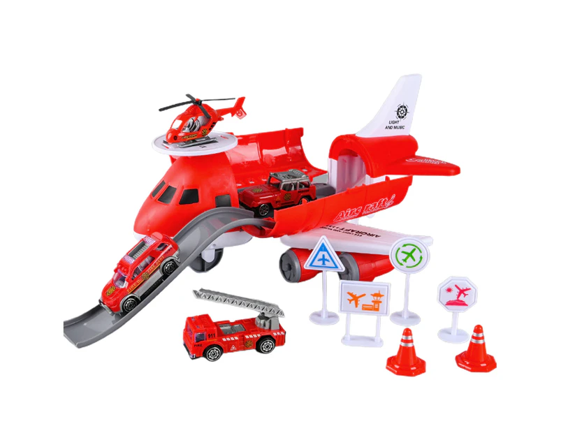 1 Set Airplane Toy High Stability Long Slides Broken-Proof Inertia Airplane Large Storage Transport Aircraft Vehicle Toy for Children-Red