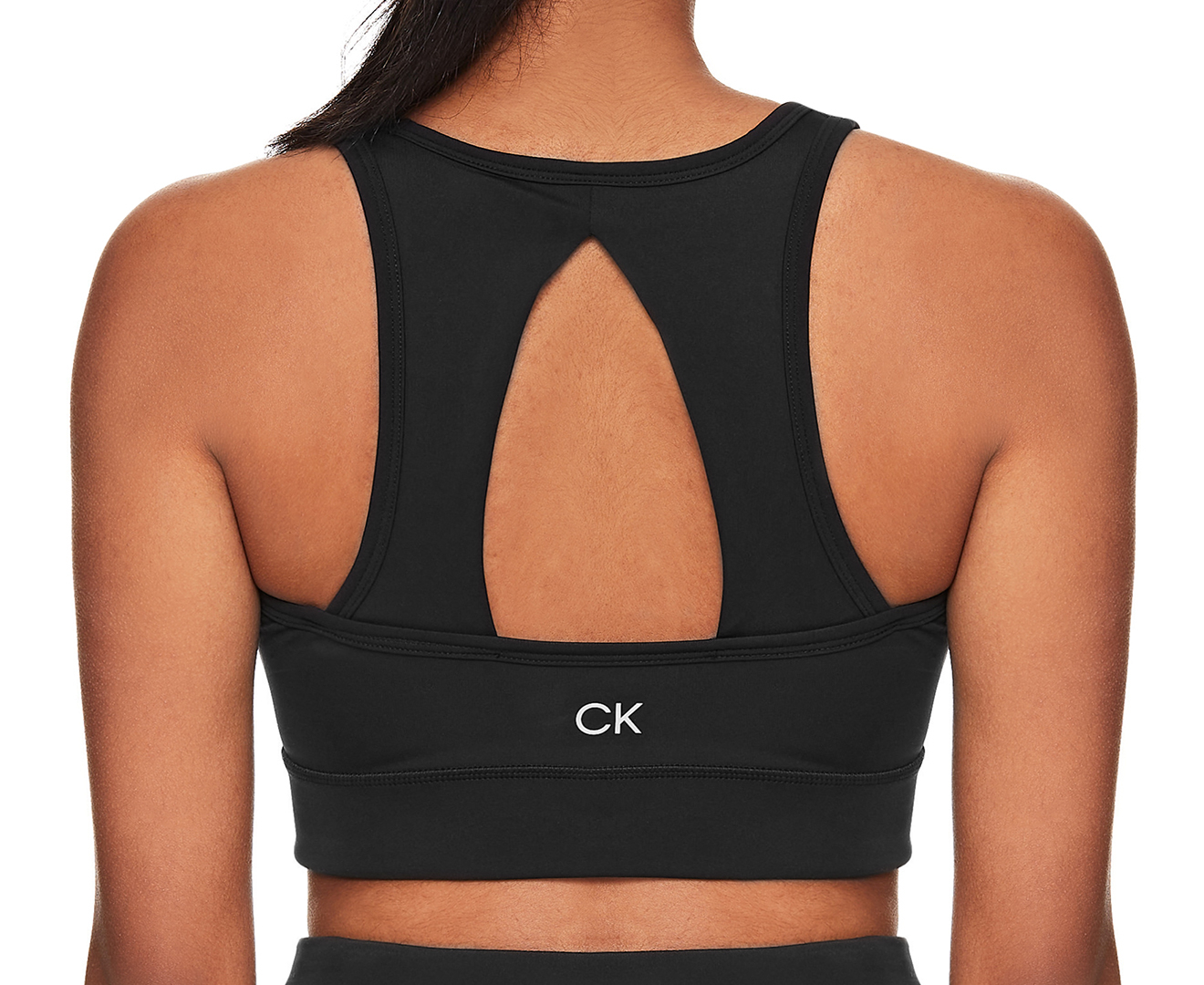 Calvin Klein Performance Women's Medium Impact V-Neck Longline Sports Bra -  Black