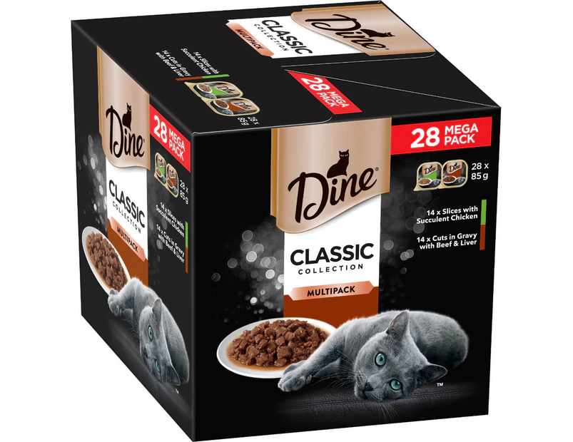 Dine Classic Collection Slices with Succulent Chicken & Cuts in Gravy with Beef & Liver Wet Cat Food