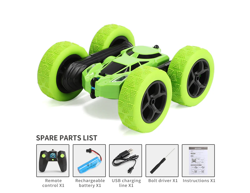 Remote Control Car Four-wheel Drive Shock Proof Flexible RC Off Road Stunt Truck Children Gift Green