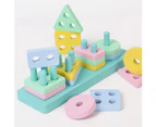 Wooden Educational Toy Geometric Assembling Blocks Kids Stacked Early Learning Square