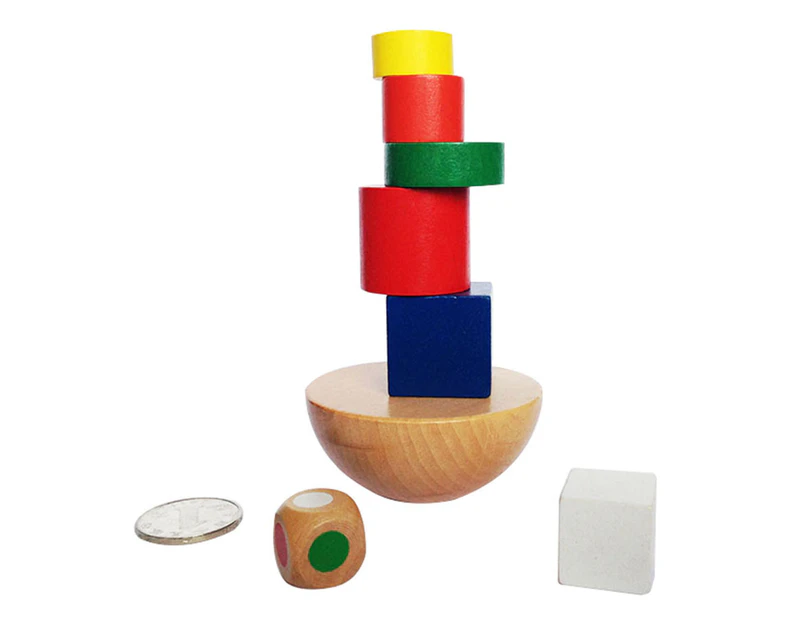 Wooden Geometric Blocks Stacking Desktop Balance Game Developmental Kids Toy