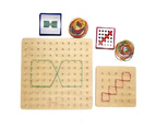 Wooden Rubber Tie Nail Geoboard with Cards Geometry Learning Education Kids Toy
