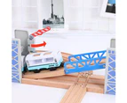 Wooden Double Deck Bridge Overpass Toy DIY Train Tracks Railway Scene Accessory