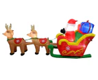 320cm Xmas Father Christmas Charm Santa Sleigh With Reindeer + LED Lights Inflatable