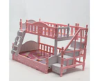 Pretend Play Toy Fun Realistic Plastic Cute Doll House Furniture Bunk Bed for Girls-Pink