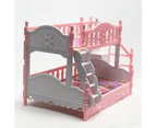 Pretend Play Toy Fun Realistic Plastic Cute Doll House Furniture Bunk Bed for Girls-Pink