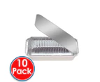 10 x Aluminium Oven Foil Rectangle Trays With Lids Disposable Takeaway 24 x 18cm