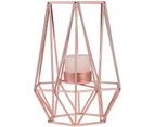 Metal Candle Holder Geometric Candle Holder Candle Lantern Home Table Decoration (Rose Gold)