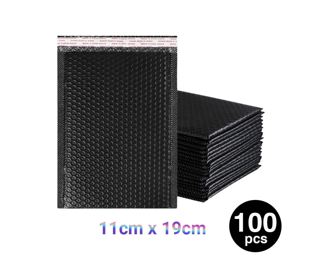 100PC Bubble Mailers Self Seal Padded Envelopes Lined Poly Mailer - Black 11x19cm