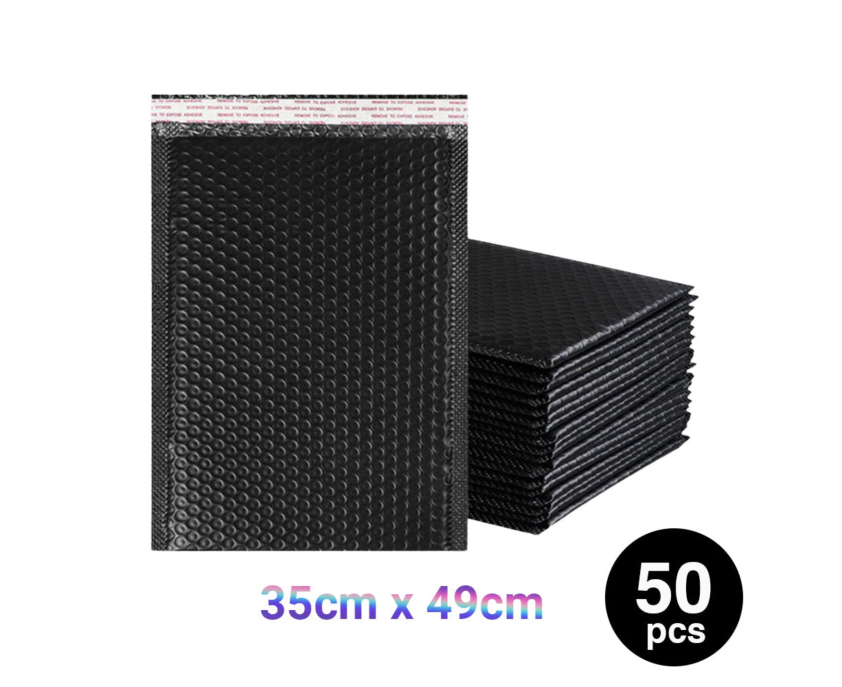 50PC Bubble Mailers Self Seal Padded Envelopes Lined Poly Mailer - Black 35x49cm