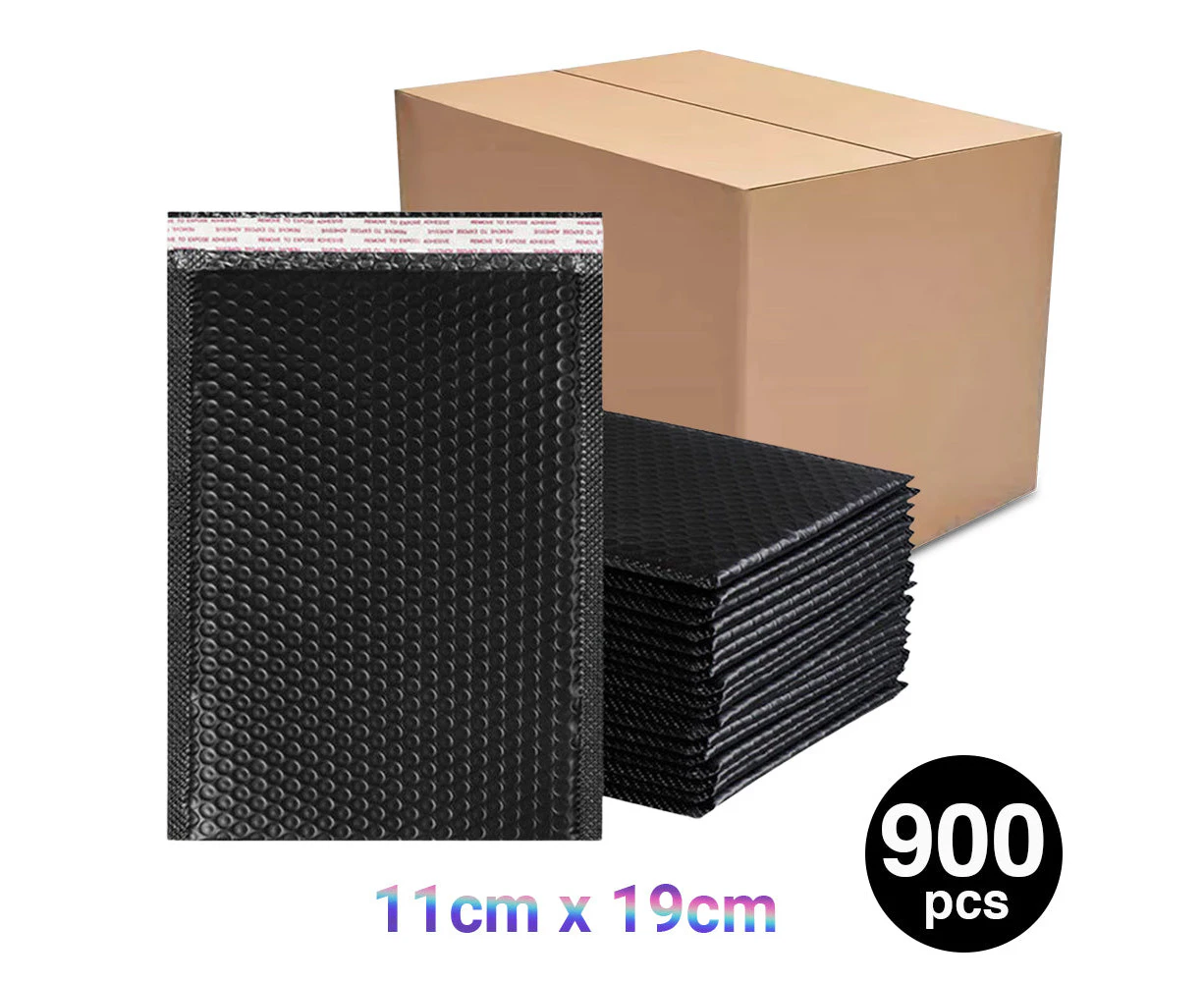 900PC Bubble Mailers Self Seal Padded Envelopes Lined Poly Mailer - Black 11x19cm