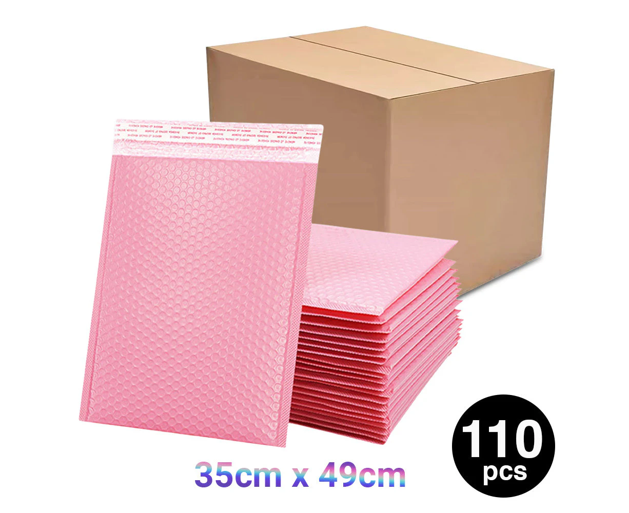 100PC Bubble Mailers Self Seal Padded Envelopes Lined Poly Mailer - Pink 35x49cm