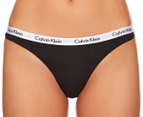 Calvin Klein Women's Carousel Thong/String 3-Pack - Grey Heather/Black/Cedar