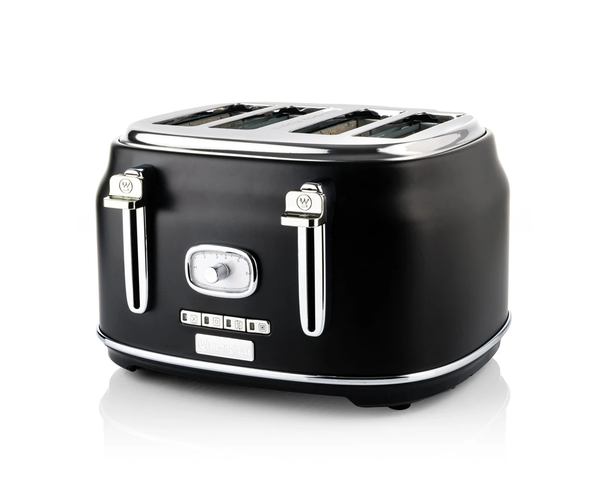 Westinghouse Retro Series 1750W Electric 4 Slice Toaster w/Warming Rack Black