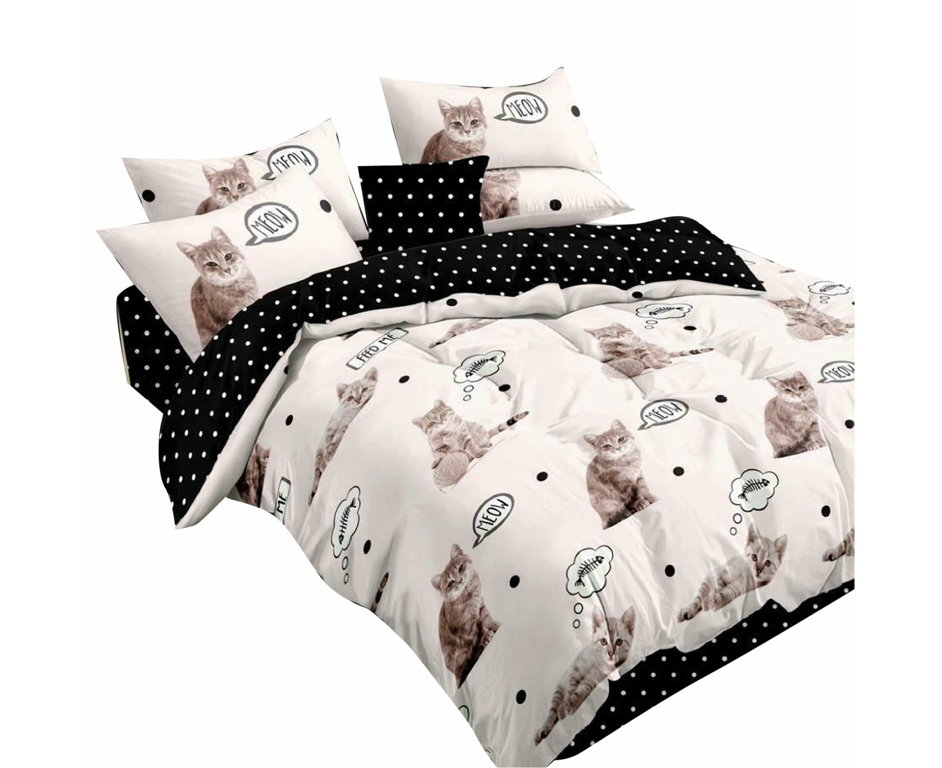 Meow Ultra Soft Quilt Doona Duvet Cover Set Single Double Queen Super King