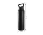 750ml Travel Water Bottle Anti-scald Food Grade Material Smell-less Outdoor Cycling Sports Water Bottle for Climbing Black