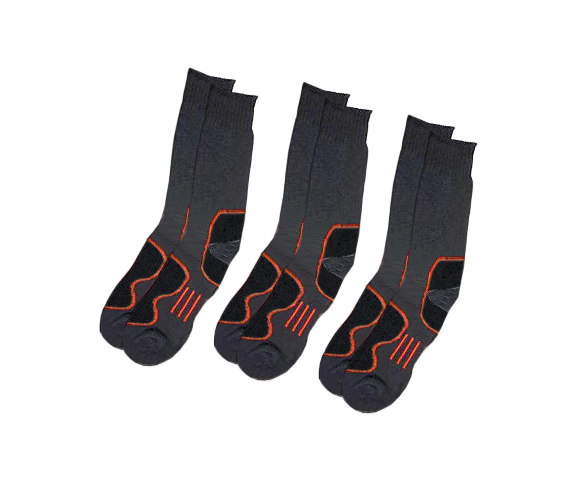 Bonds Explorer 3 Pairs Extreme Impact Crew Mens Thick Work Charcoal Cotton Socks