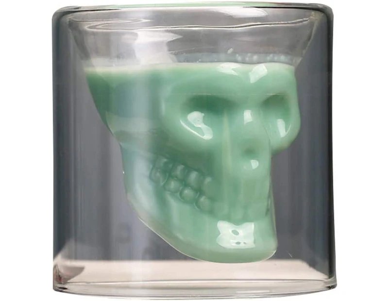 Double-walled glass with skull motif,transparent