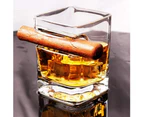 Cigar Glass,Whiskey Glass Cup with Cigar Holder Transparent 11 OZ,1pcs