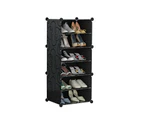 Black DIY Cube Shoe Cabinet Rack Storage Stackable Organiser 1 Column 6 Row - White Door