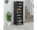 Black DIY Cube Shoe Cabinet Rack Storage Stackable Organiser 1 Column 8 Row - White Door