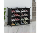 Black DIY Cube Shoe Cabinet Rack Storage Stackable Organiser 2 Column 4 Row - White Door