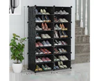 Black DIY Cube Shoe Cabinet Rack Storage Stackable Organiser 2 Column 8 Row - Clear Door