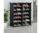 Black DIY Cube Shoe Cabinet Rack Storage Stackable Organiser 2 Column 6 Row - White Door