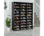 Black DIY Cube Shoe Cabinet Rack Storage Stackable Organiser 3 Column 10 Row - Clear Door