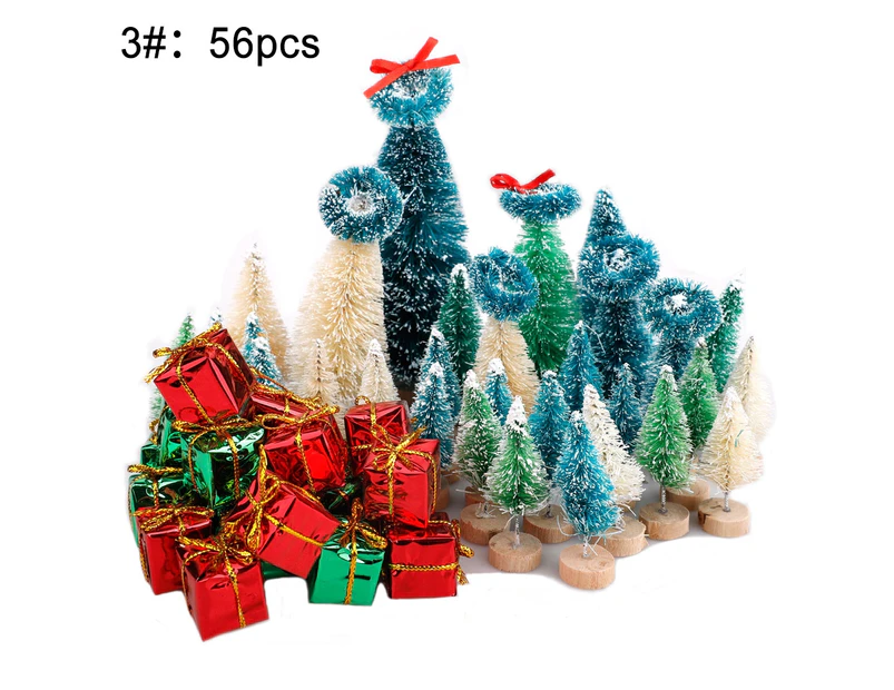 1 Set Mini Christmas Trees Portable Creative Simulation Tiny Snowy Pine Tree Holiday Party Decoration for Gift-3#