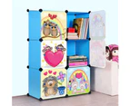 DWX-B Blue Cute Kid Cartoon Cubes Storage Cabinet Wardrobe Toy Book Shelve