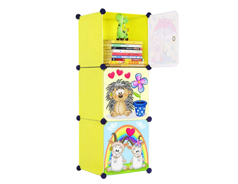DWX-G Cute Kid Cartoon Cubes Storage Cabinet Wardrobe Toy Book Shelve