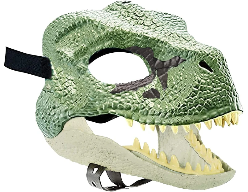 Jurassic World Movie-inspired Dinosaur Mask with Opening Jaw, Realistic Texture and Color - Green