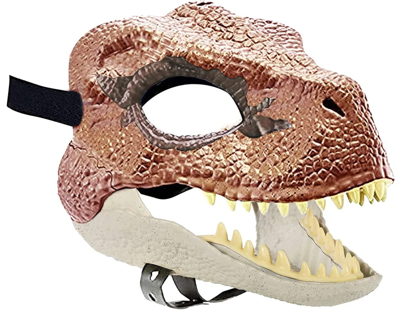 Jurassic World Movie-inspired Dinosaur Mask with Opening Jaw, Realistic Texture and Color - Brown