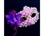 Masquerade Mask for Women Christmas Women Flower Half-face Masks Eye mask Cosplay Lace mask - Black Gold + Purple White