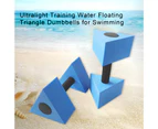 1Pair Ultralight Training Water Floating Triangle Dumbbells for Swimming Blue