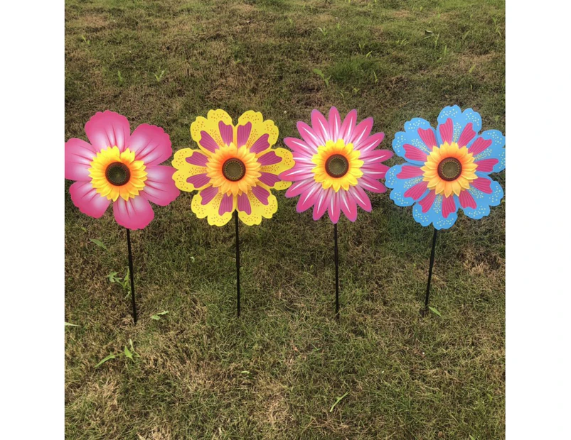 Flower Windmill Beautiful Floral Design Single Layer Sunflower Windmill Colorful Wind Spinner for Child