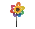 1 Set Windmill Vibrant Color Unique Shape Plastic Rainbow Flower String Pinwheel for Outdoor