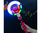 Glowing Windmill Music Colorful Lights 360 Degrees Rotating Santa Flashing LED Musical Rainbow Spinning Windmill for Concert-Red