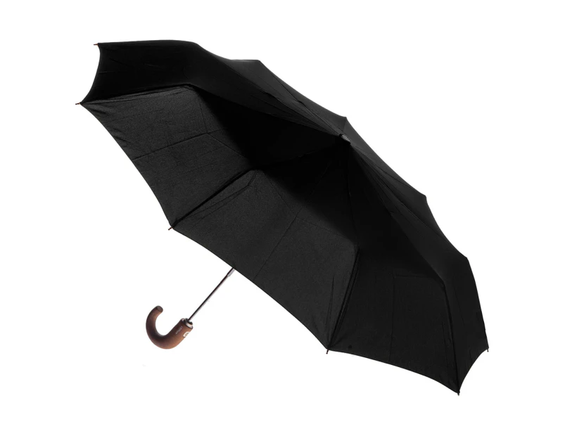 Clifton Men’s 99cm Auto Open 9-Rib Folding Windproof UPF50+ UV Umbrella Black