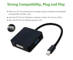 3 In 1 Mini DisplayPort Thunderbolt To HDMI + VGA + DVi Adaptor Converter Cable Video and Audio Transmission for Apple MacBook - Black